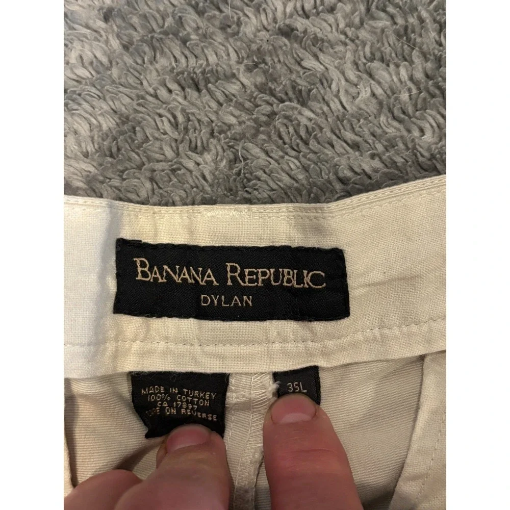 Banana Republic Pants Mens 35L Dylan Fit Beige Cotton Straight Leg Casual Preppy